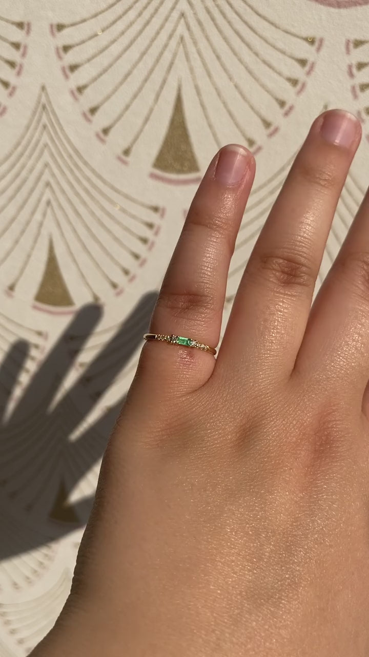 Petite Equilibrium Baguette Emerald Ring