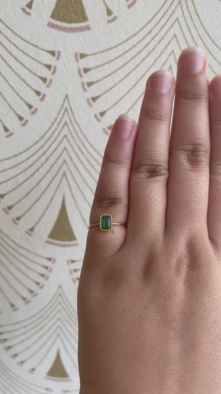 Emerald Cut Emerald Wisp Ring