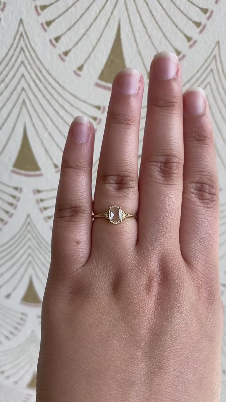 Rose Cut Diamond Oval Deco Ring