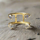 Double Wave Stoned Ring