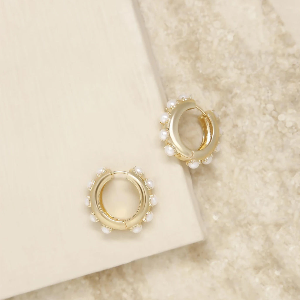 Pearl & Gold Mini Hoop Earrings