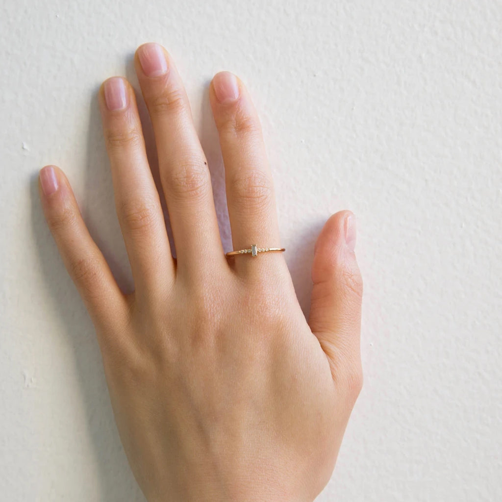 Bar Prong Baguette Equilibrium Ring