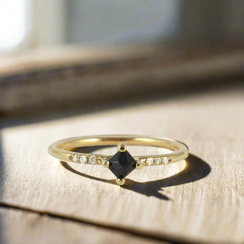 3 Blue Sapphire Deco Ring