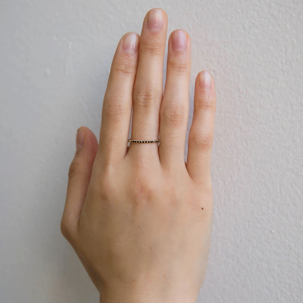 Black Diamond Half Round Semi Pave Ring