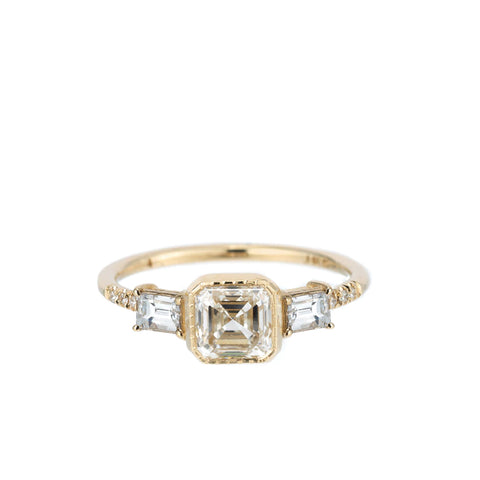 Emerald Cut Diamond Trillion Baguette Equilibrium Ring