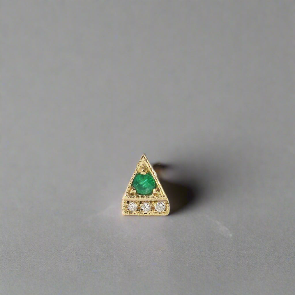 Emerald Deco Point Triangle Stud