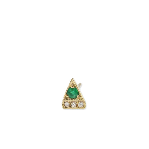 Emerald Deco Point Triangle Stud