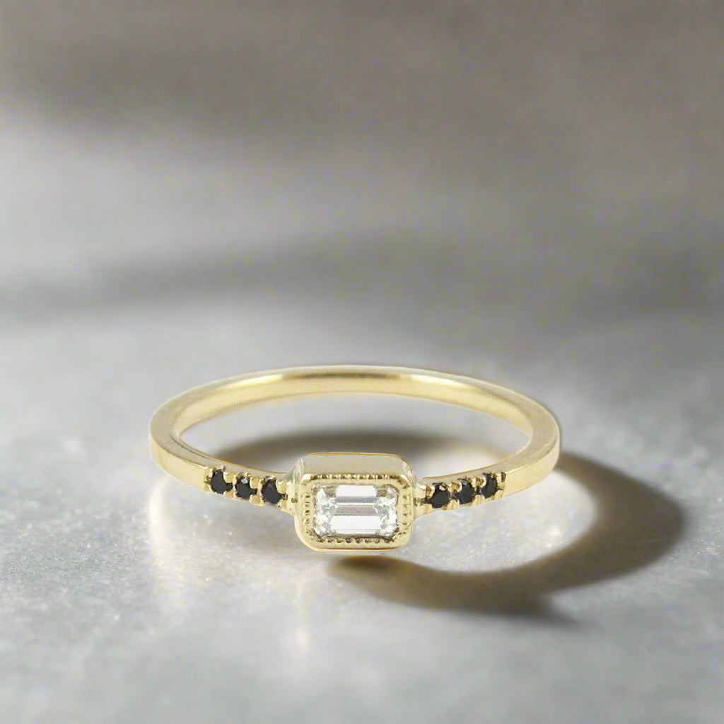 Equilibrium Emerald Cut Diamond Ring