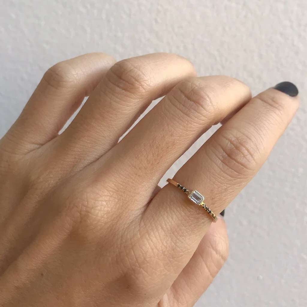 Equilibrium Emerald Cut Diamond Ring