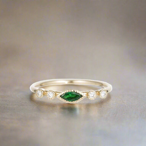 Marquise Emerald Dew Ring