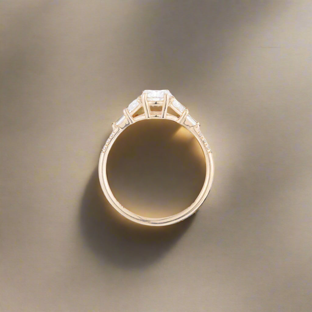 Round Diamond Trillion Baguette Equilibrium Ring