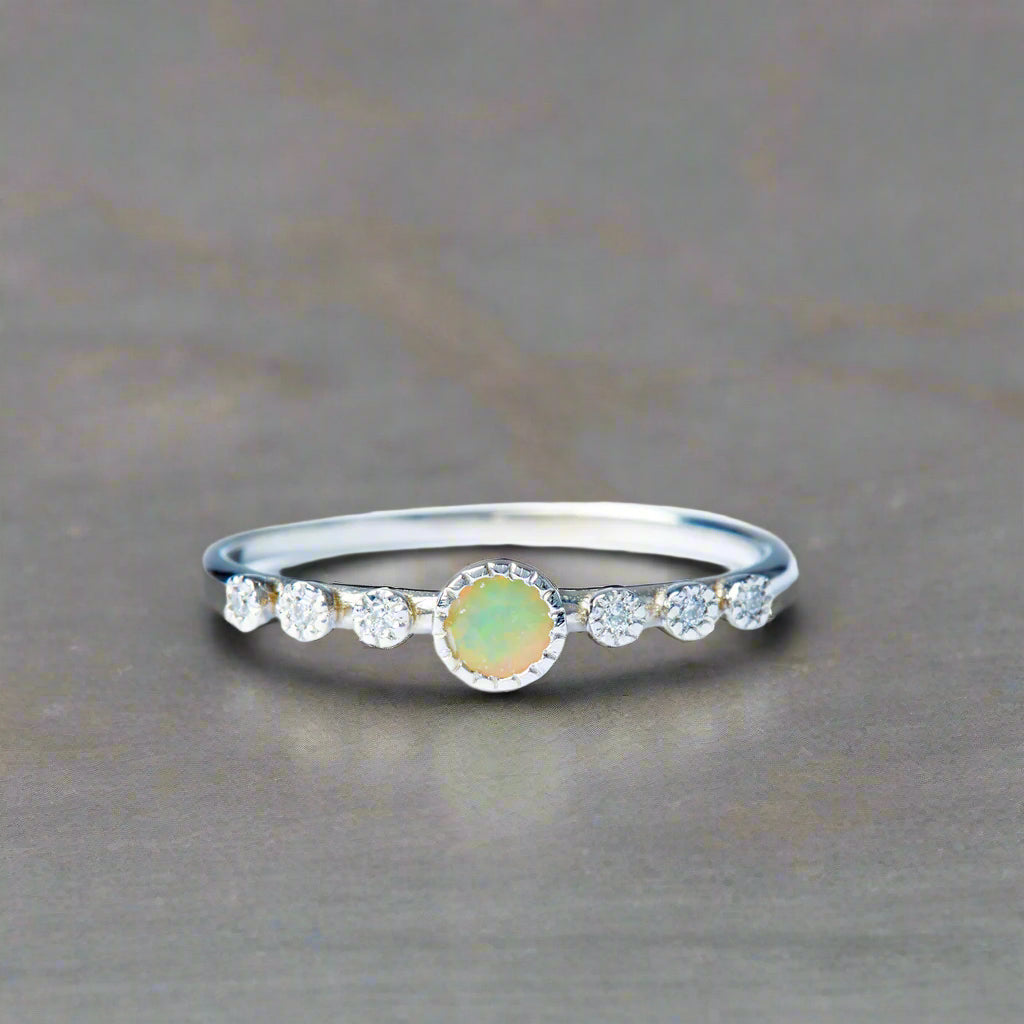 Round Opal Dew Ring