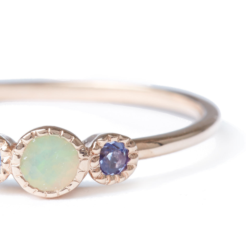 Opal Tanzanite Trio Ring