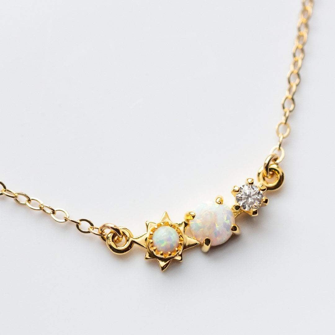 3 Wishes Opal & Diamond Pendant Necklace