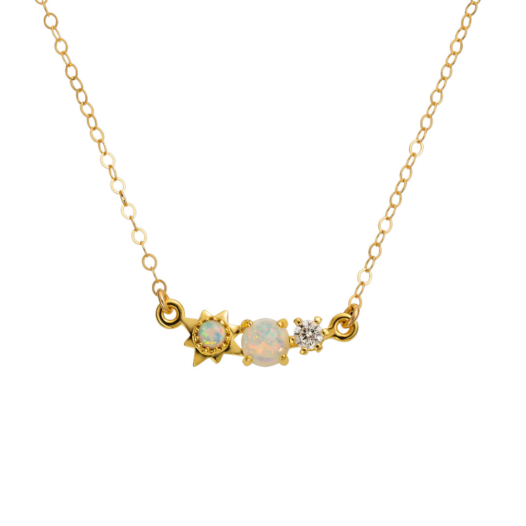 3 Wishes Opal & Diamond Pendant Necklace