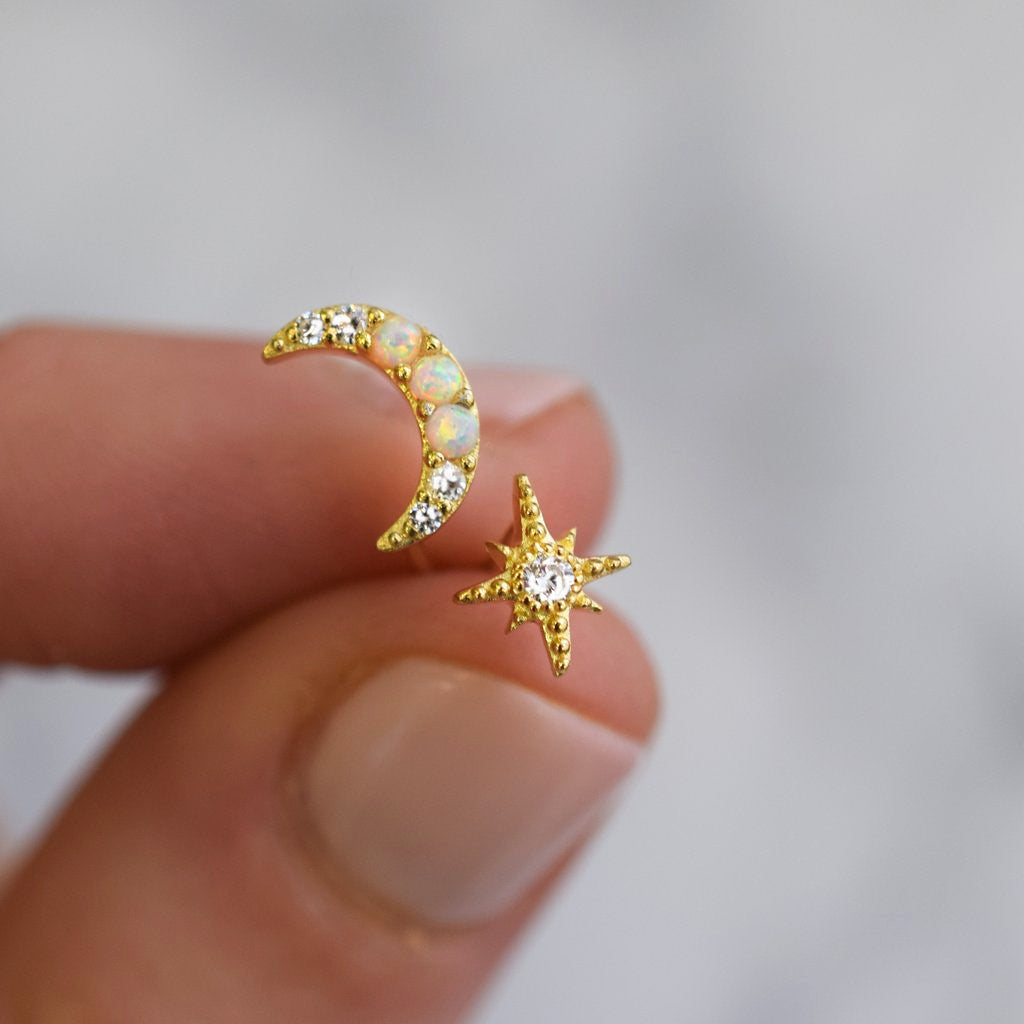 Opal and Diamond Celestial Dream Studs