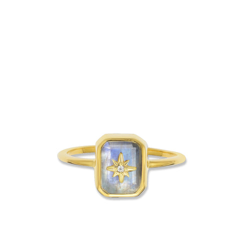 Rainbow Moonstone & Diamond Wish Upon A Star Ring