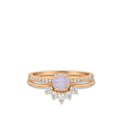 Rainbow Moonstone & Diamond Wish Upon A Star Ring