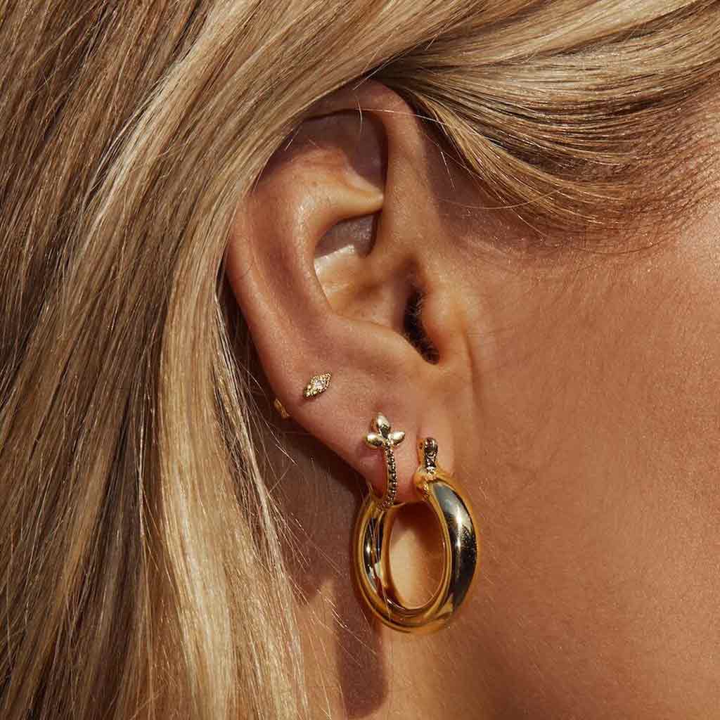 Baby Amalfi Tube Hoops in Gold