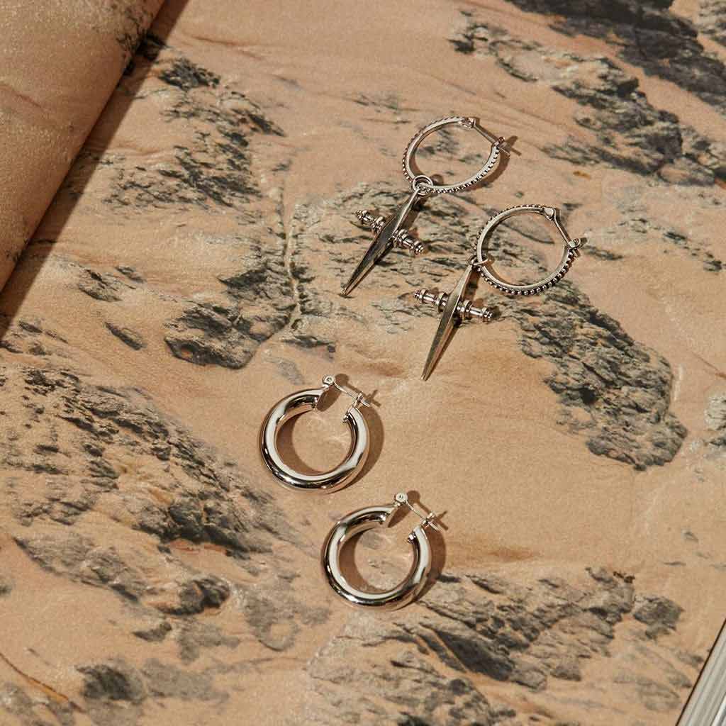 Baby Amalfi Tube Hoops in Silver