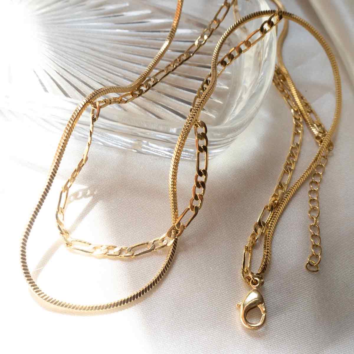 Gold Cecilia Chain Necklace Set