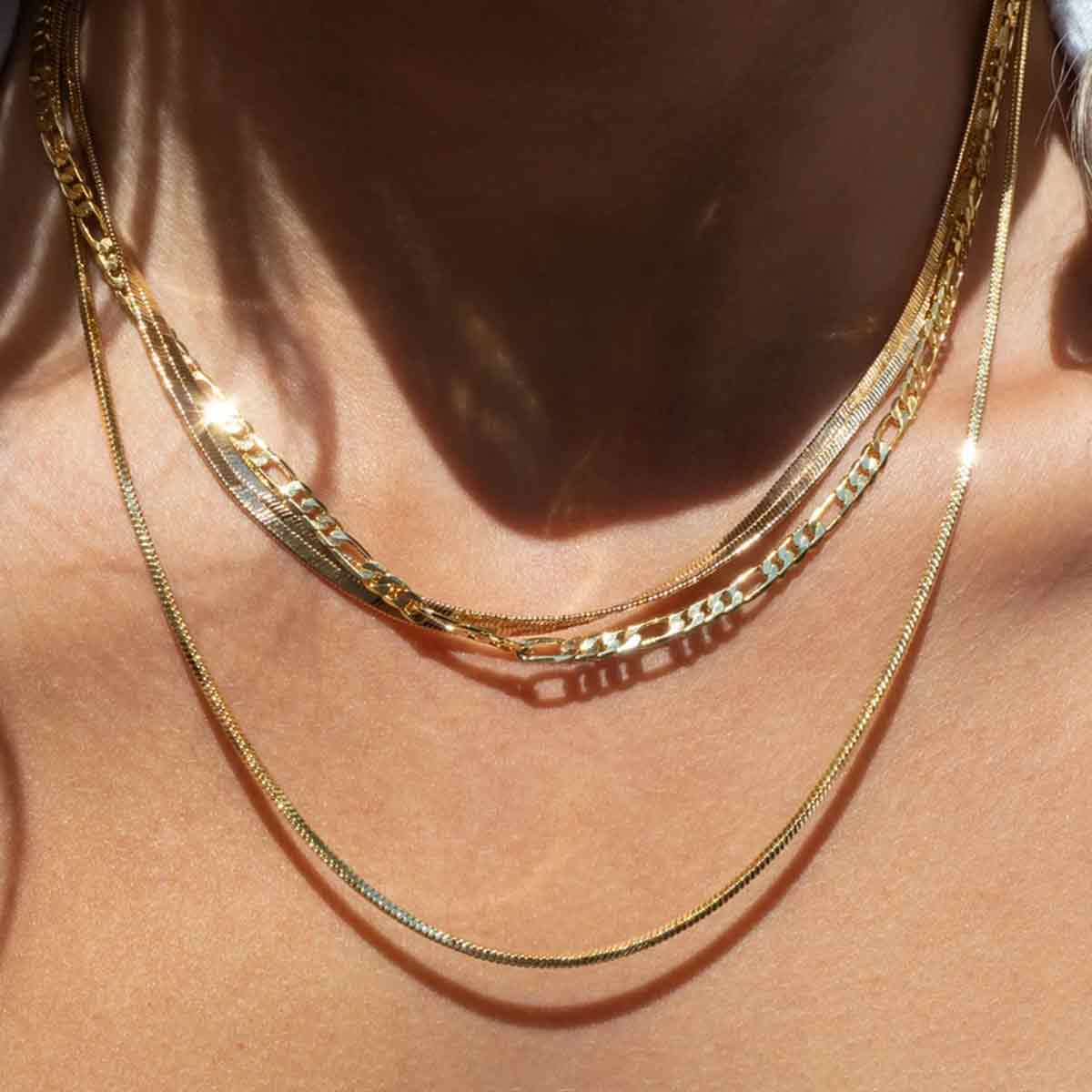 Gold Cecilia Chain Necklace Set
