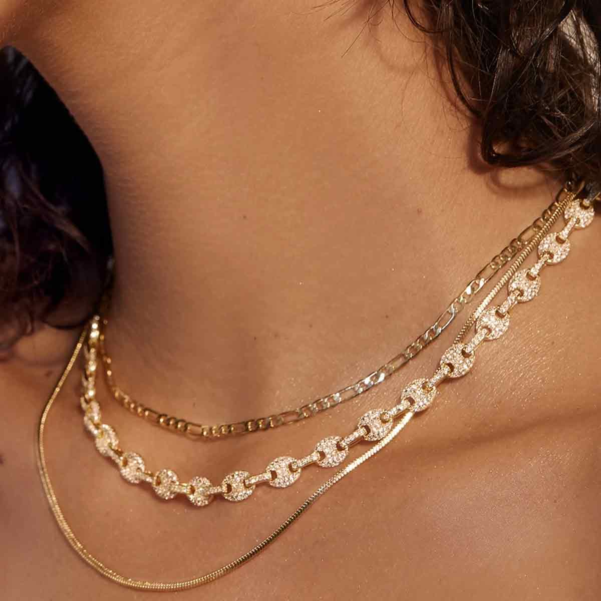 Gold Cecilia Chain Necklace Set
