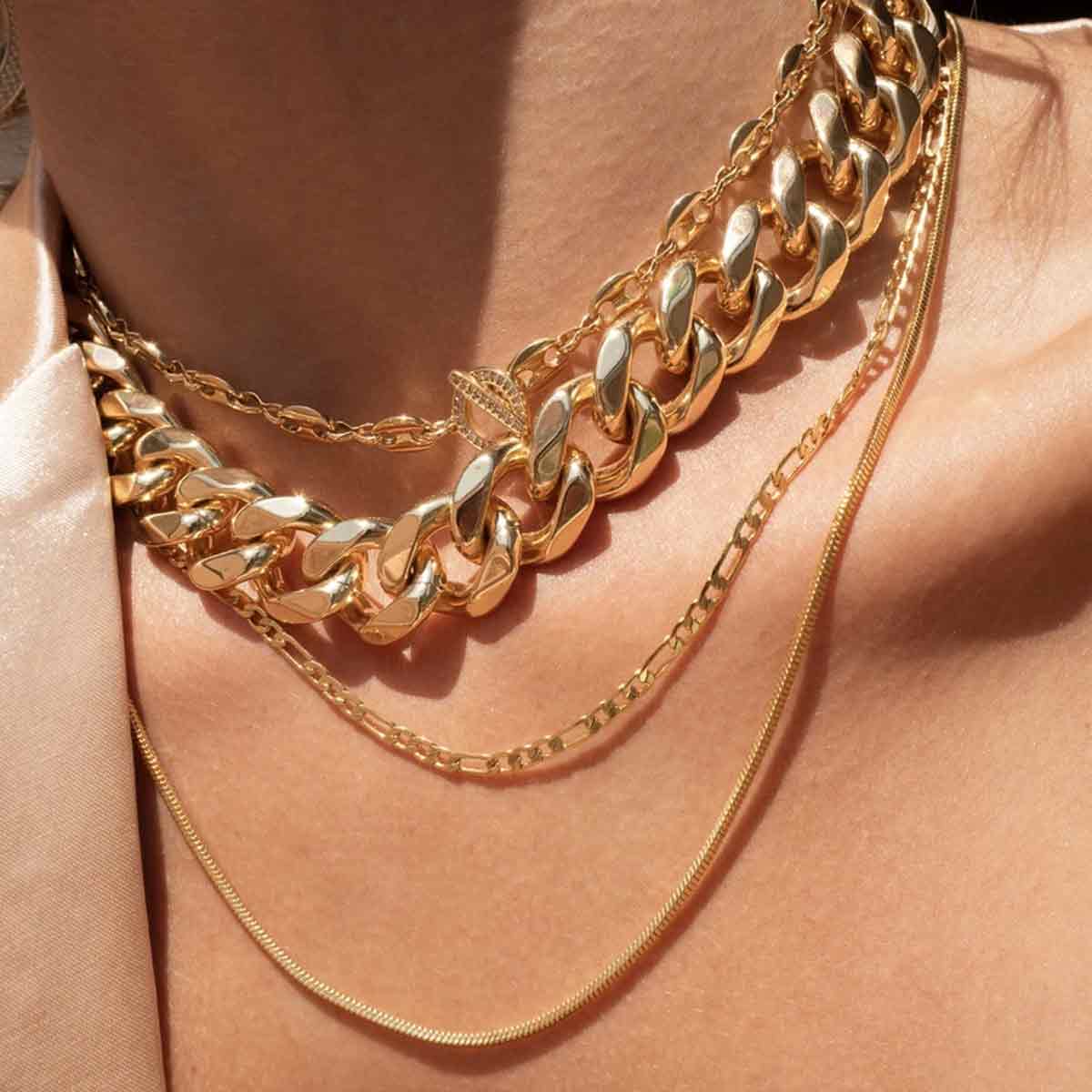 Gold Cecilia Chain Necklace Set