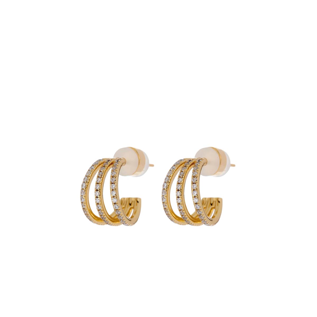 Gold Pave Baby Bastille Hoops