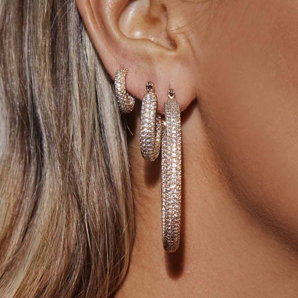 Gold Pave Baby Amalfi Hoops