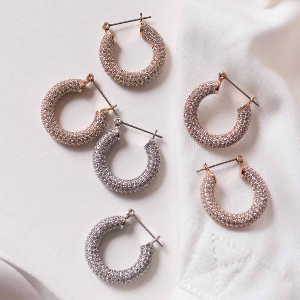 Gold Pave Baby Amalfi Hoops