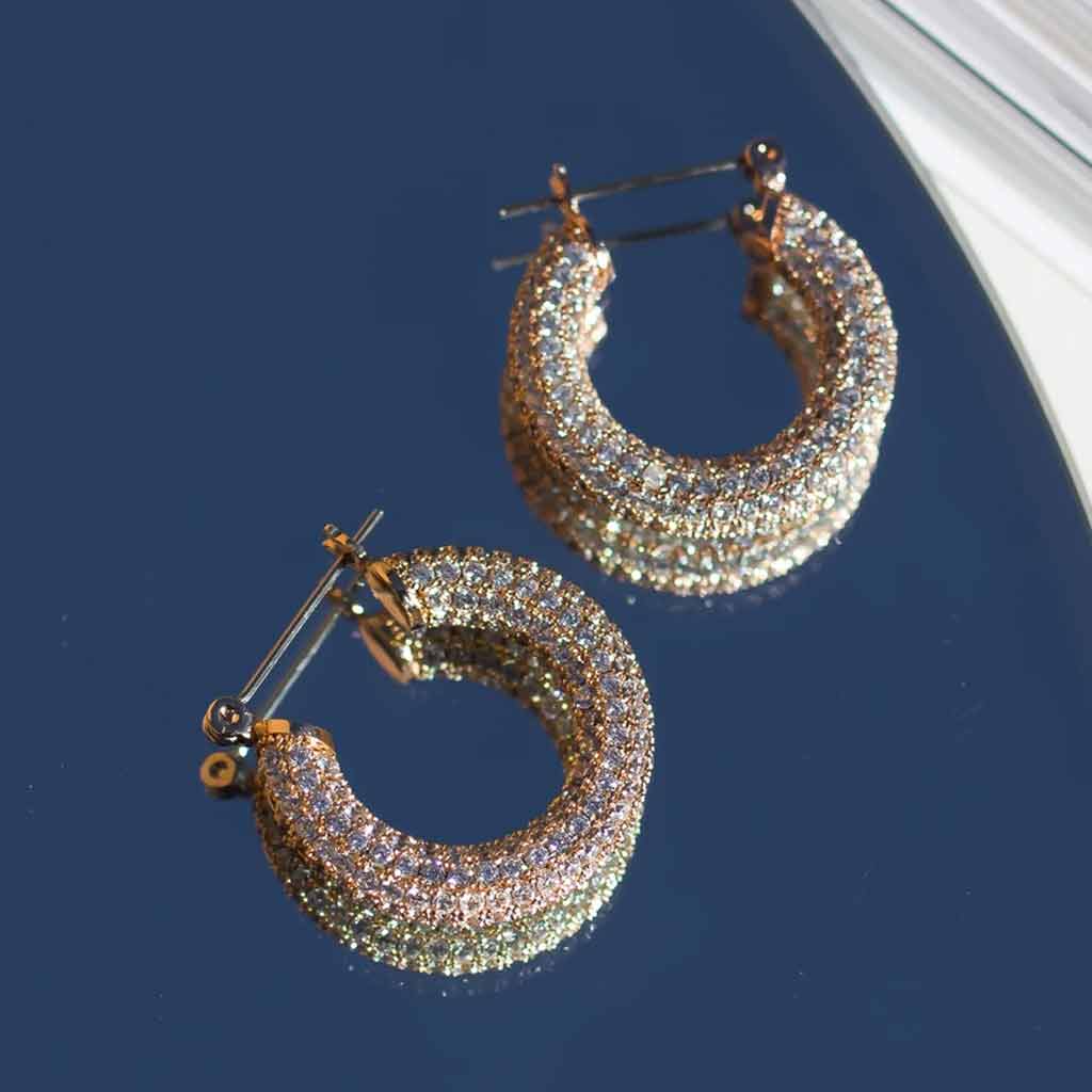 Gold Pave Baby Amalfi Hoops