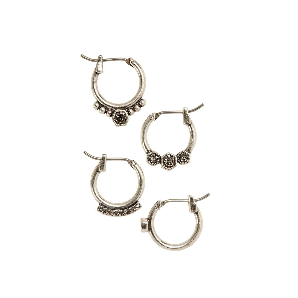 Full Bloom Hoop Earring Set in Silver