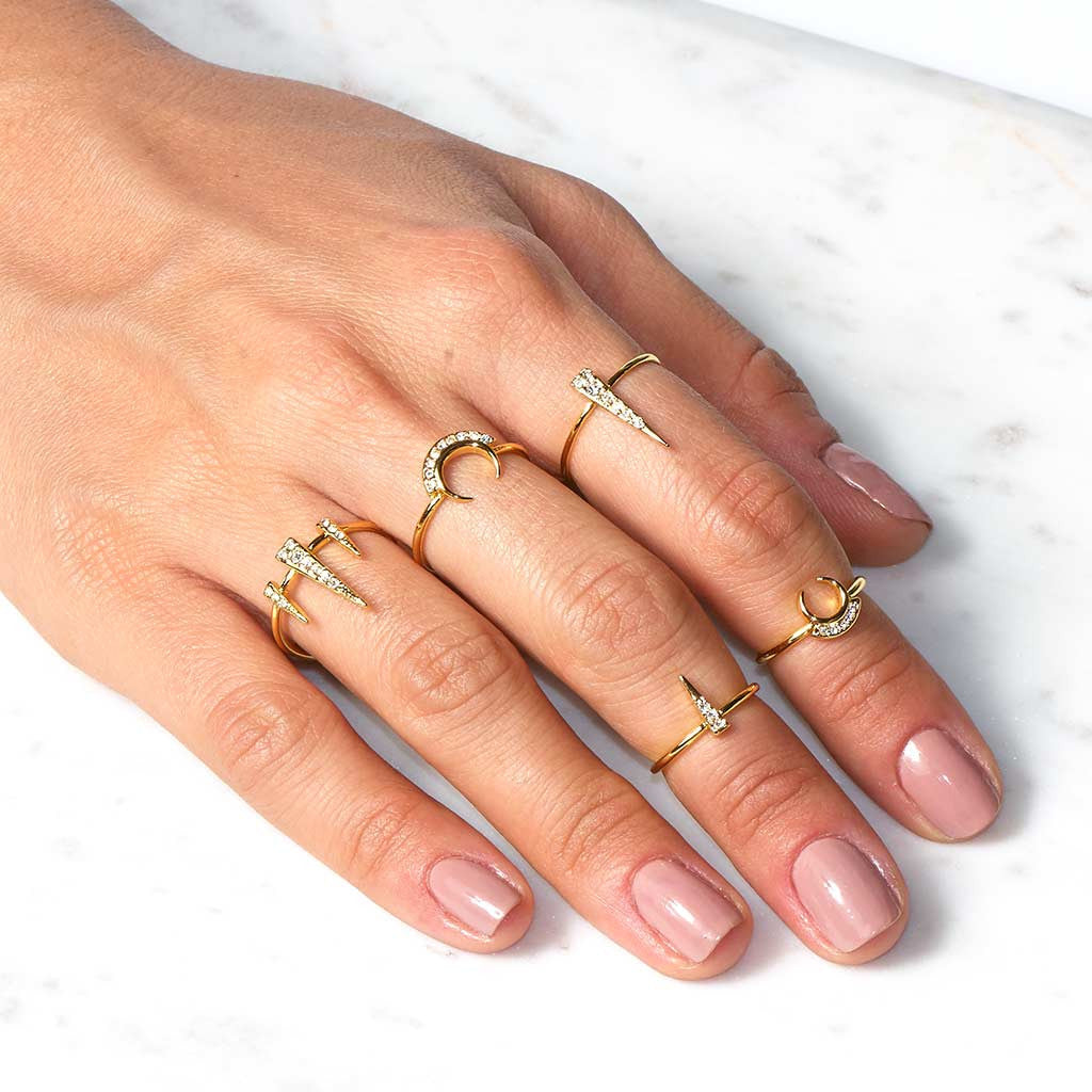 Crescent Spike Ring Set