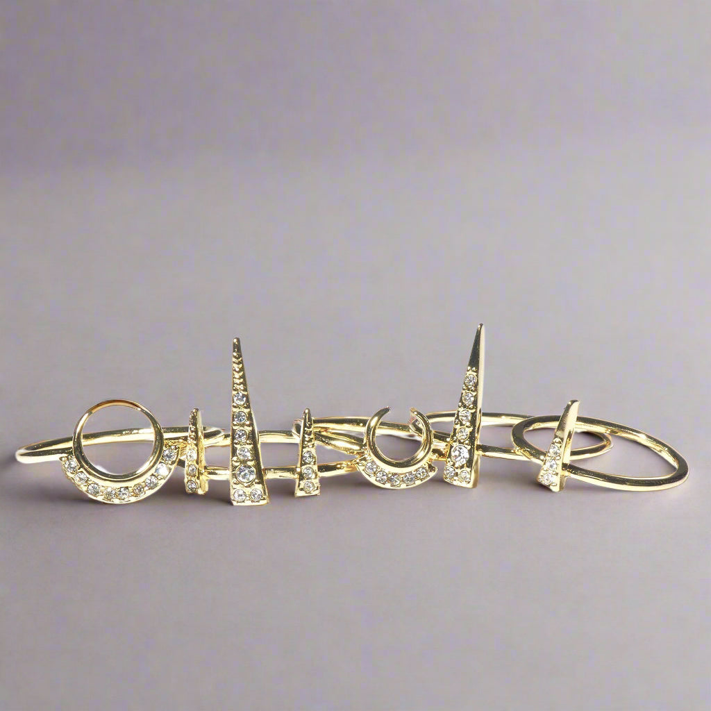 Crescent Spike Ring Set