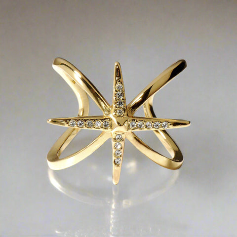 Crystallized Hexagon Hoops in Gold