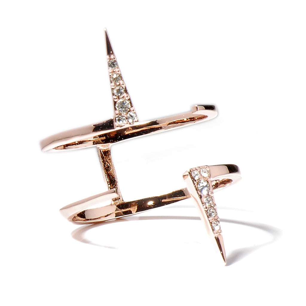 Double Pavé Spike Ring
