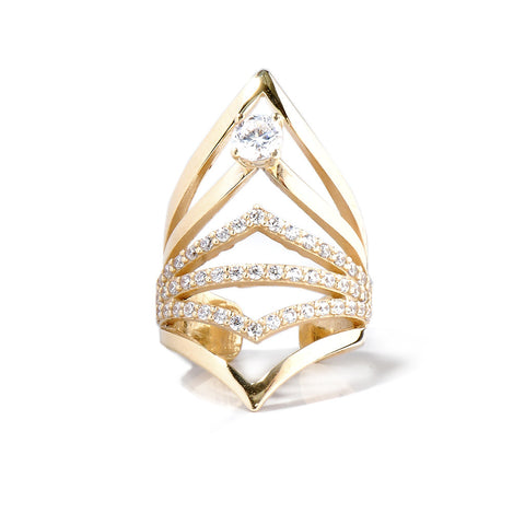 Crystallized Hexagon Hoops in Gold