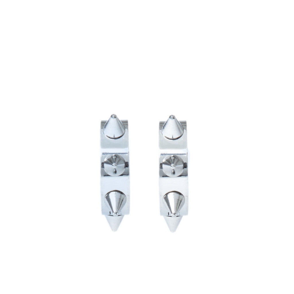 Roxie Spike Hoop Earrings in Rhodium