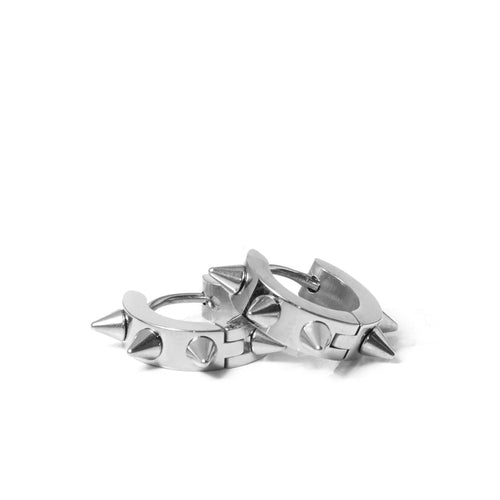 Roxie Spike Hoop Earrings in Rhodium