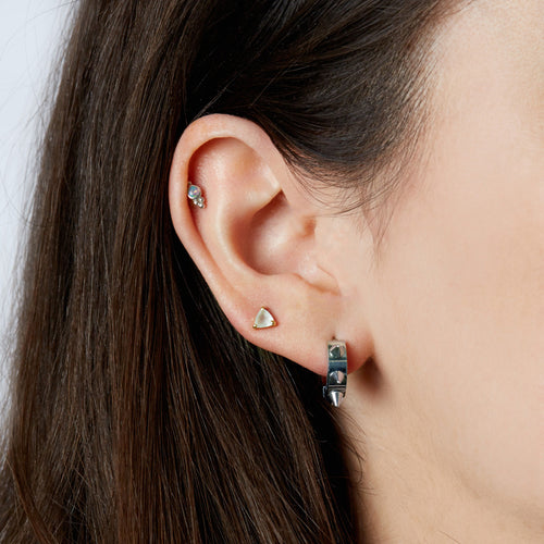 Roxie Spike Hoop Earrings in Rhodium