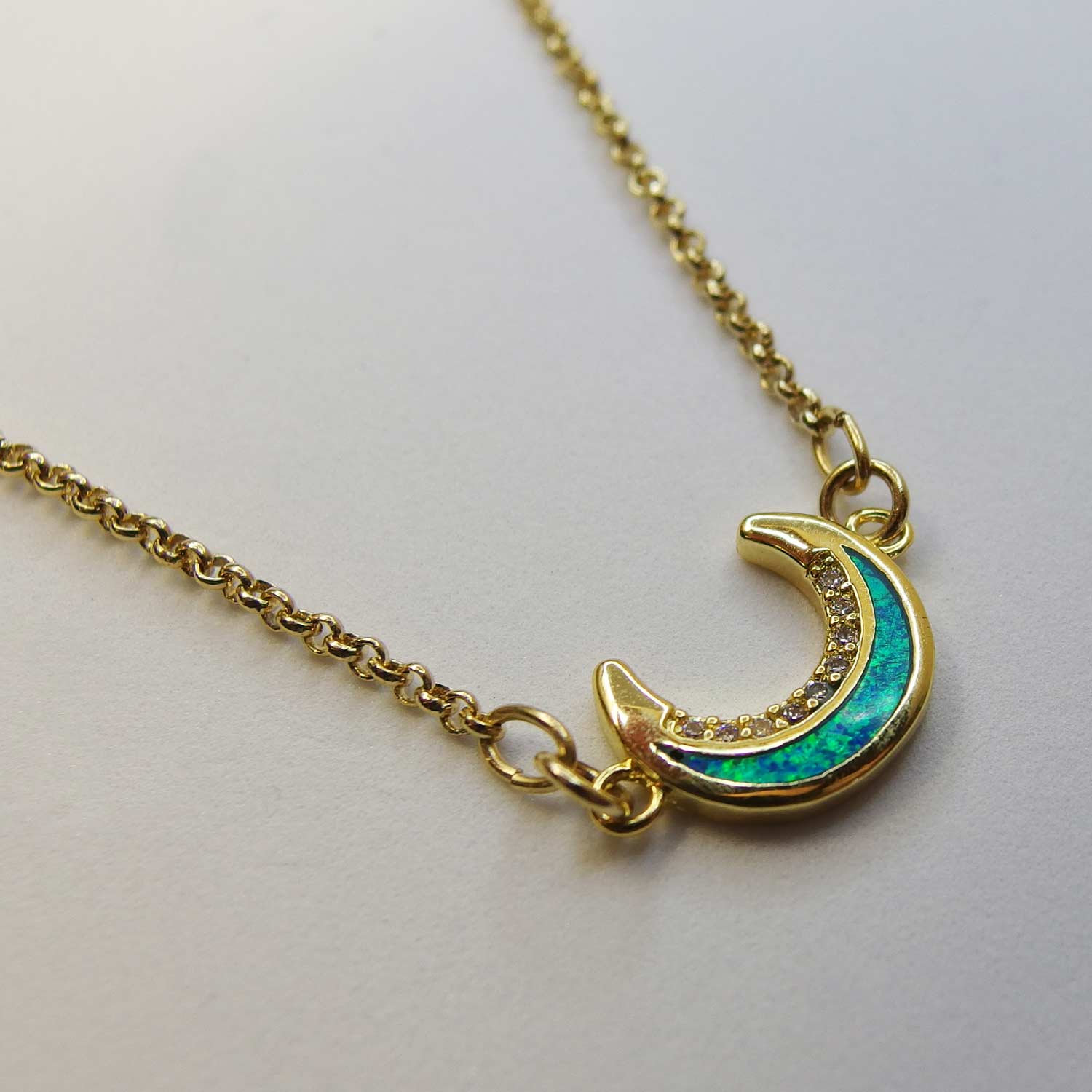 Opal Crescent Necklace