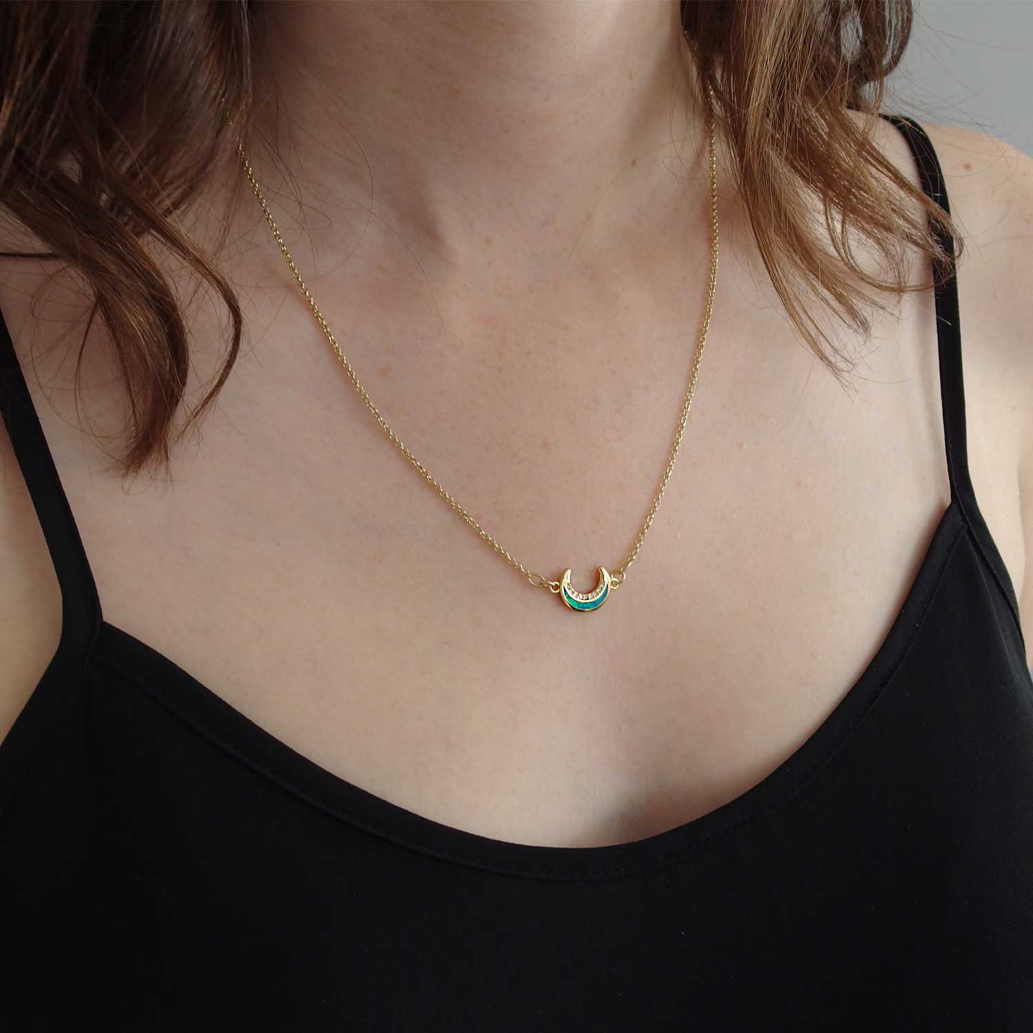 Opal Crescent Necklace