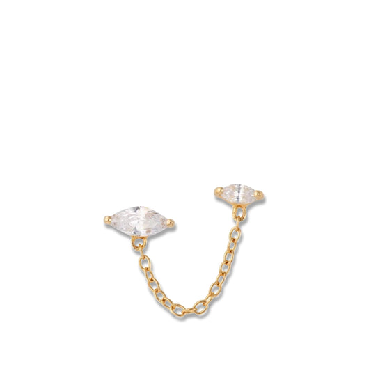 Droplet Double Stud Earring with Chain