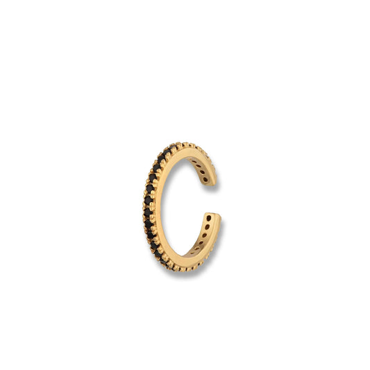 Black Stone Gold Ear Cuff