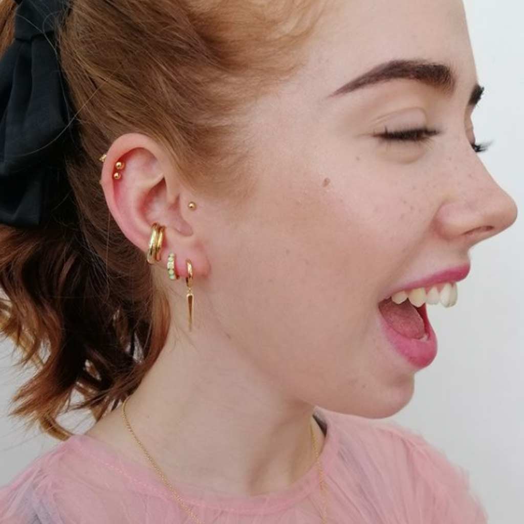 Gold Spike Hoop Earrings