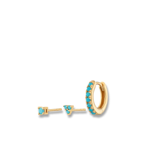 Gold & Turquoise Trinity Earring Set
