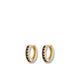 Gold Huggie Hoop Earrings With Black Stones