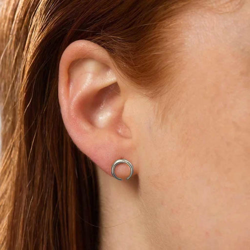 Silver Horn Stud Earrings