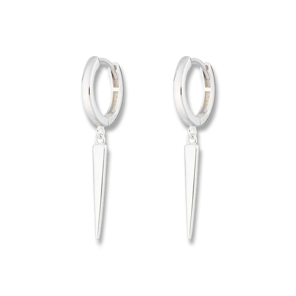 Silver Spike Hoop Earrings